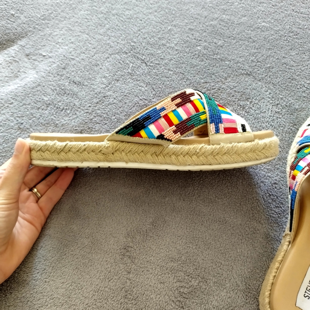 Steve Madden Beaded Cross Boho Slide In Sandals Sz 9 - Picture 5 of 7
